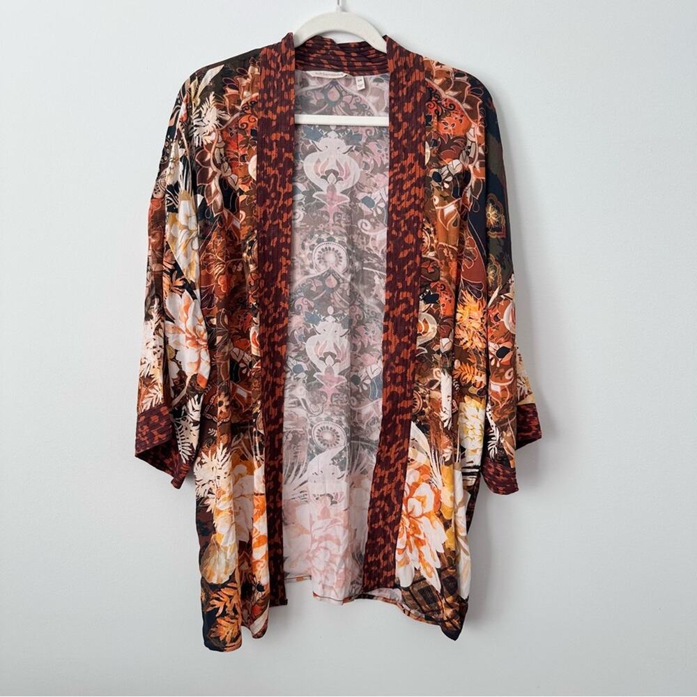 Soft Surroundings Ariah Kimono Cardigan Duster Women's S/M Multi Bohemian Floral